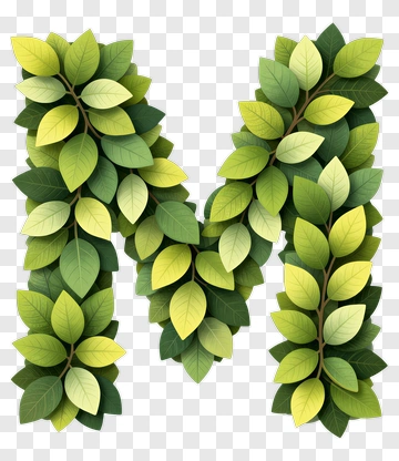 Letter M Made Of Green Leaves PNG