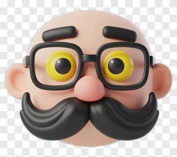 Cartoon Face With Glasses And Mustache PNG