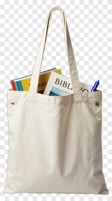Tote Bag With Book And Pen PNG
