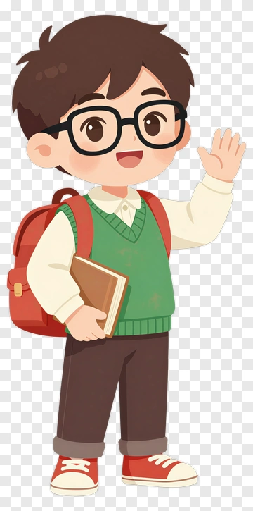 Cartoon Boy Student Waving PNG