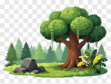 Cartoon Tree In Forest PNG