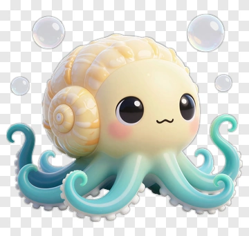 Cute Octopus With Snail Shell PNG