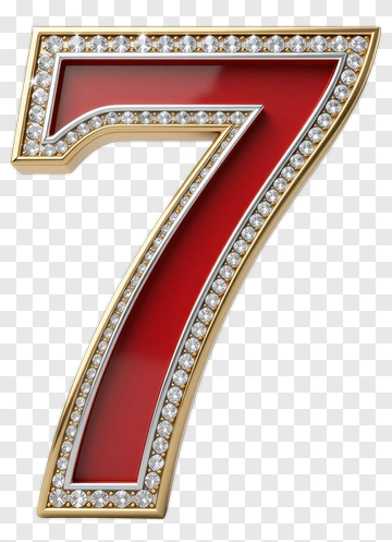 Number Seven With Diamonds And Gold PNG